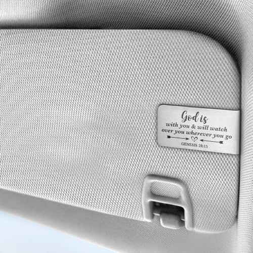 Genesis 28:15 Car Visor Clip, Religious Visor Clip for Right Side - color: Silver3
