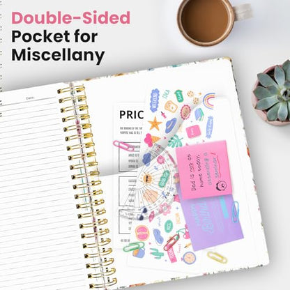 Taja Large Spiral Notebooks for Work 5 Subject with Removable Dividers - color: A - Wildflowers