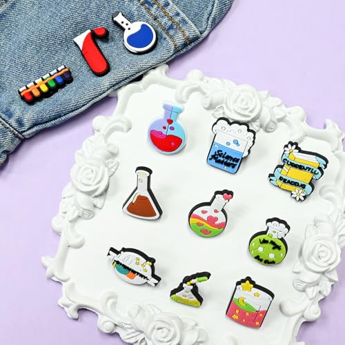 Cute Pins Bulk, Funny Lapel Badge Pins Rubber Brooch Pins for Backpacks, Hats, Bags - style: Science-24PCS