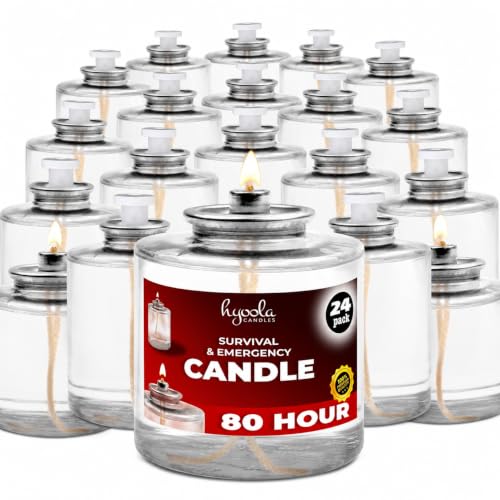 Hyoola Long Burning Liquid Candles - 80 Hour Burn Time, 24 Pack - Survival & Emergency Use - size: 24 Pack