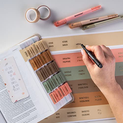 DiverseBee Laminated Bible Tabs with Gold Embossed Lettering (Meadow) - color: Meadow
