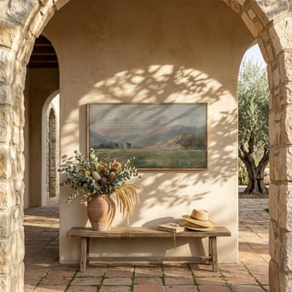 Extra Large Framed Mountain Landscape Wall Art,Rustic Bible Verse Art - color: Bible Verse Mountain, size: 24"L x 48"W