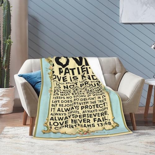 Love is Patient Love is Kind Gifts Blanket 60"X50" Bible Verses Christian Bed Throw Blanket Soft Lightweight Cozy Warm Religious Blankets for Kids Teens Men Women - color: Love, size: 60"x50"