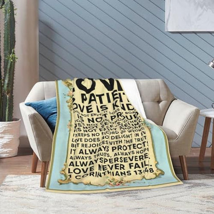 Love is Patient Love is Kind Gifts Blanket 60"X50" Bible Verses Christian Bed Throw Blanket Soft Lightweight Cozy Warm Religious Blankets for Kids Teens Men Women - color: Love, size: 60"x50"
