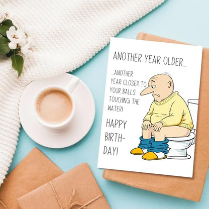 Funny Birthday Card for Men, Rude Aging Birthday Card for Husband Boyfriend Brother Dad Friend Uncle, Snarky 40th 50th 60th 70th Bday Cards Gift - color: Another Year Old