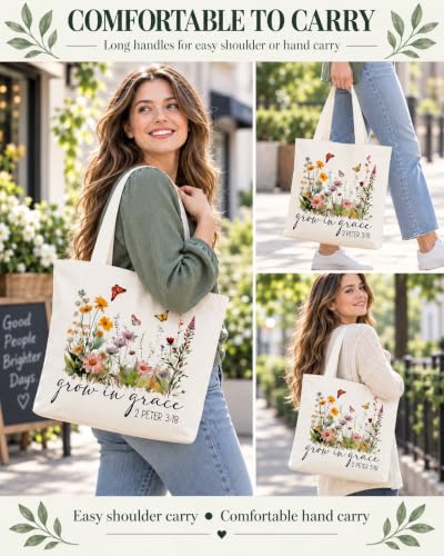 Christian Gifts Canvas Tote Bag Aesthetic for Women - style: Grow in Grace