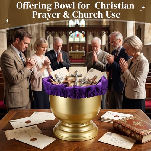 Zhehao 1 Pcs Large Offering Pot for Church Offering Pot with Removable Liner Prayer Ritual Bowl Tithes and Donations Smudge Basket for Church Communion Supplies (Stylish) - style: Stylish