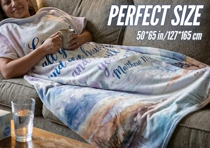 Huglanket Christian Gifts Blanket for Women, 300gsm Flannel Religious Prayer Comfort Blanket, Inspirational Faith Gifts for Mom Grandma Wife 50" x 65"