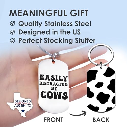 Rosa Vila Keychains For Women & Men, Gifts For Mom, Bonus Mom, Aunt, Sister, Dad, Grandma, Nurse, Teens, Coach, Teacher Pilot - style: Funny Cow Keychain