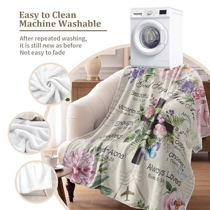 Christian Birthday Gifts for Women, Christian Blanket with Flowers 80"x60" - color: Christian Gifts-flowers, size: 80"x60"