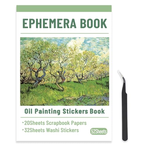 PRSTINCOL Oil Painting Sticker Book, 52 Sheets 500+ Scrapbook Stickers, Vintage Oil Painting Aesthetics Stickers for Adults and Teens, Junk Journal Supplies for Scrapbooking Journaling DIY - color: Oil Painting