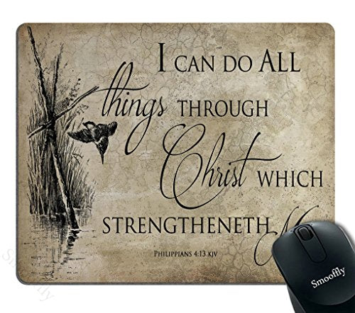 Smooffly Gaming Mouse Pad Custom Bible Verse Christian Jesus，I can do All Things Through Christ which strengtheneth me，Philippians 4 13