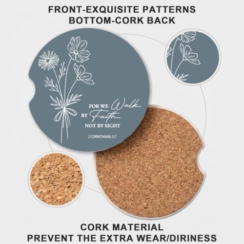 2 Pack Bible Car Coasters for Cup Holders, Cup Holder Coasters - color: Flower Bible Verse