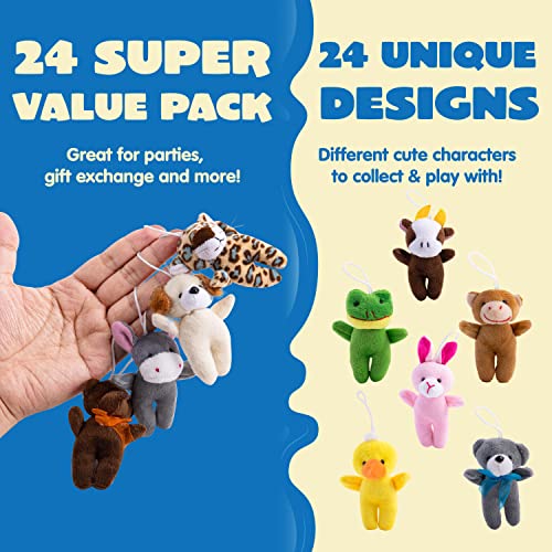 JOYIN 24 Pcs Mini Animal Plush Toys (24 Units 2"-3"), Stuffed Animal Bulk for Kids Birthday Party Favors, Presents, Pinata Fillers, Goodie Bag Fillers, School Prizes, Carnival Treasure Box Toys - style: Standing Animals