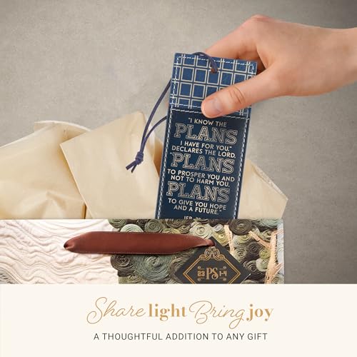 Christian Art Gifts Faux Leather Bookmark for Graduates: I Know the Plans - color: Navy & Gold Plaid/Know the Plans