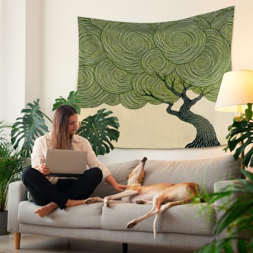 HUGANE Japanese Green Abstract Tree Tapestry Wall Decor 50x60 Inch - color: Colour-03