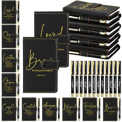 Spakon 10 Sets Christian Notebook with Pen Set, Bible Verse, Black - color: Black, size: Bible Verse