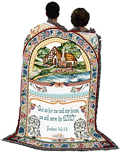 Pure Country Weavers We Will Serve The Lord Blanket by Judy Hand - Scriptures - Joshua 24:15 - Religious Gift Tapestry Throw Woven from Cotton - Made in the USA (72x54) - color: Joshua 24:15, size: 72" x 54"