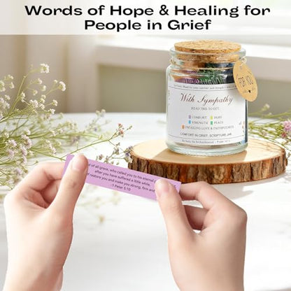 Sympathy Gift Bible Verses Jar for Daily Rememberance – Christian Grief Gift for Women, Memorial Decorative Jar with 100 Bible Verses for Loss of Loved Ones, Religious Bereavement Present