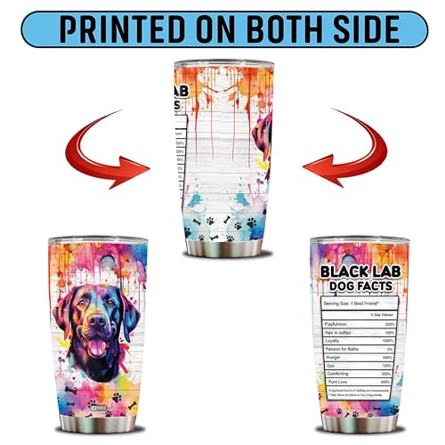 Gifts for Black Lab Lovers 20 Oz Stainless Steel Tumbler Travel Coffee Mug Gift Ideas for Dog Lovers Owners Funny Facts Water Bottle - color: Black Lab