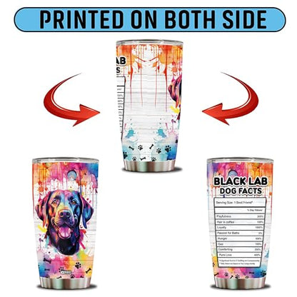 Gifts for Black Lab Lovers 20 Oz Stainless Steel Tumbler Travel Coffee Mug Gift Ideas for Dog Lovers Owners Funny Facts Water Bottle - color: Black Lab