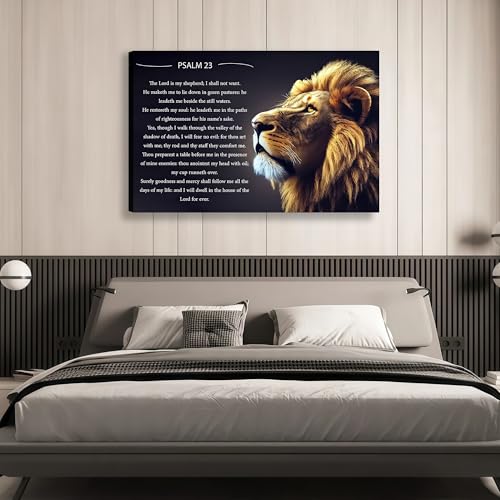 GFGVZLSK Lion of Judah Psalm 23 Canvas Wall Art 16x24 in - color: Psalm 23, size: 24"L x 16"W