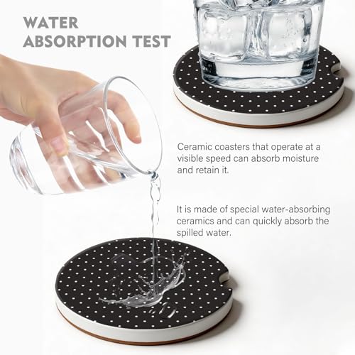 2 Pack Car Coasters for Cup Holders, Cute Car Accessories Interior (Black Polka Dots) - color: Black Polka Dots