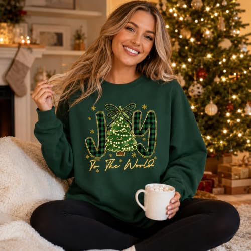 Women's Christian Christmas Sweatshirt Jesus Graphic Crewneck Holiday Top - color: Greenb, size: Medium