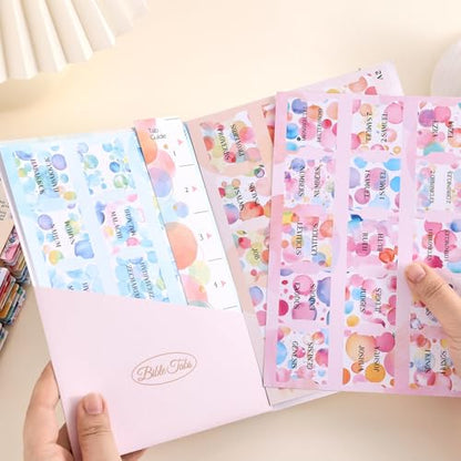 Laminated Bible Tabs for Women, Buble Pink, with Alignment Ruler, 105pcs - style: P-bubble