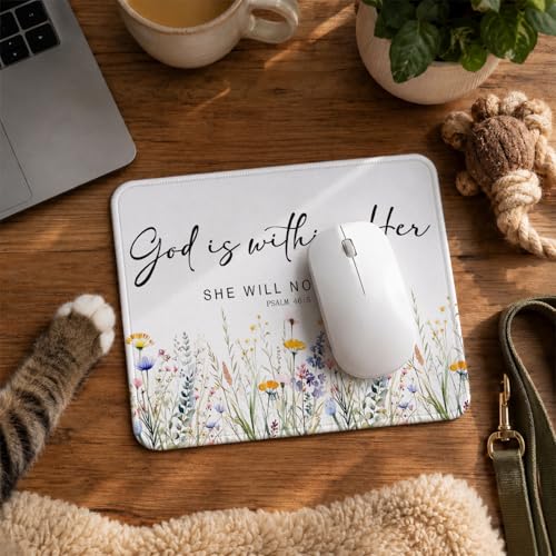 QIYUHOY Christian Inspirational Floral Mouse Pad, 9.5x7.9 Inch - color: God is Within Her