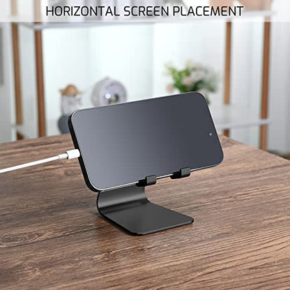 Black Foldable Aluminum Alloy Cell Phone Holder,Tabletop Metal Phone Stand with Adjustable Angle by Swivel Axis,Smartphone Cradle - color: Black