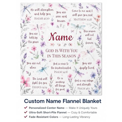 Personalized Christian Blanket for Women, Custom Name Scripture Throw Blanket with Bible Verse, Religious Faith Gift for Mom Daughter Sister Friend, Sympathy Birthday Christmas Baptism Gift - color: Background Pattern 4