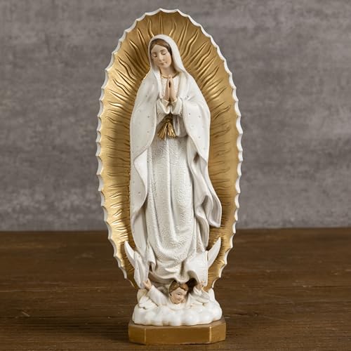 BC Catholic Our Lady of Guadalupe Statue, 7" H Virgen De Guadalupe Figure, Holy Mother Mary Religious Gift, Catholic Decor, Handpainted Renaissance Sculpture Purity & Grace Collection by Buildclassic - color: Gold&white Guadalupe