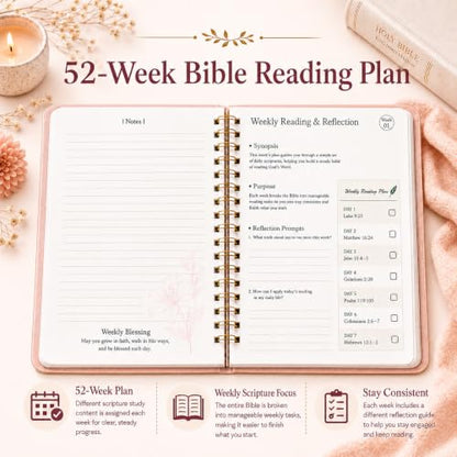 meDolove Bible Study Journal Spiral Christian Book for Women,5.4" × 8" - color: Black