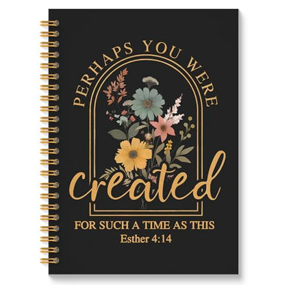 Dark Floral Christian Spiral Notebook, Esther 4:14 Bible Verse Journal, Christian Gifts for Women Faith, Religious Scripture Hardcover Notebook Journal, 5.5x8.3 Inch - color: Style 03