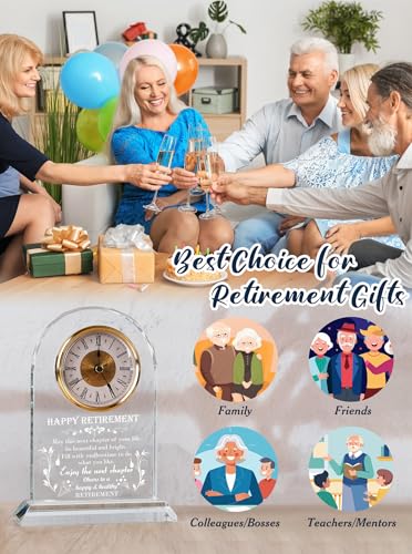 Retirement Gifts for Women Men 2026, Unique Engraved Glass Clock Plaque - color: Retirement Gift a