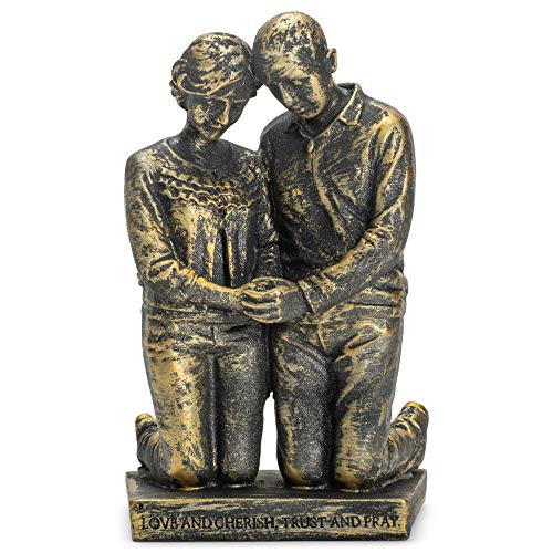 Dicksons Praying Husband and Wife 5 inch Grey Resin Stone Table Figurine - style: Praying Husband and Wife
