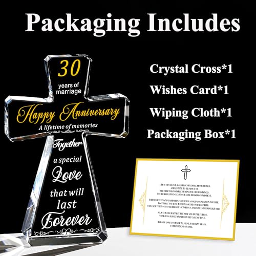 JOASURA 30th Wedding Anniversary Crystal Cross Gifts for Couple - style: 30th