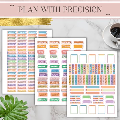 STRIVE ZEN Calendar Planner Stickers - Productivity for Business Professionals - 10 Sheets / 610 Stickers - Meetings, Deadlines, Reminders, Notes, Time Management, Motivational, Check-Lists, Write ON