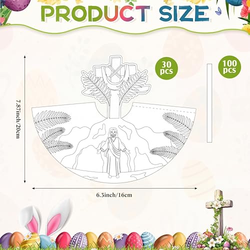 Motipuns 30 Sets Religious Easter Crafts Resurrection Crafts for Kids 3D Jesus Coloring Craft for Gifts Christian Easter Decorations He is Risen Holy Week Party