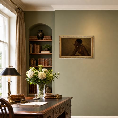 African American Gold Framed Wall Art Moody Portrait Painting Wall Decor - color: Black Woman, size: 24"L x 16"W