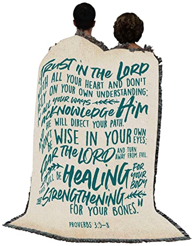 Pure Country Weavers Trust in the Lord Blanket - Scriptures - Proverbs 3:5-8 - Religious Gift Tapestry Throw Woven from Cotton - Made in the USA (72x54) - color: Proverbs 3:5-8, size: 72" x 54"