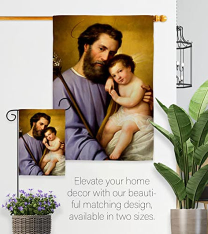 St. Joseph And Infant Jesus Flag Religious Tapestry Faith Hope Grace Religion House Wall Poster ReligionHome Decor Easter Decoration Garden Banner Small Holy Week Grave Yard Sign Christian Gifts Made In USA