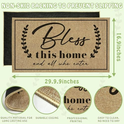 Christian Door Mat Welcome Mats for Front Door Outside Entrance 17"x30" - color: Bless This Home