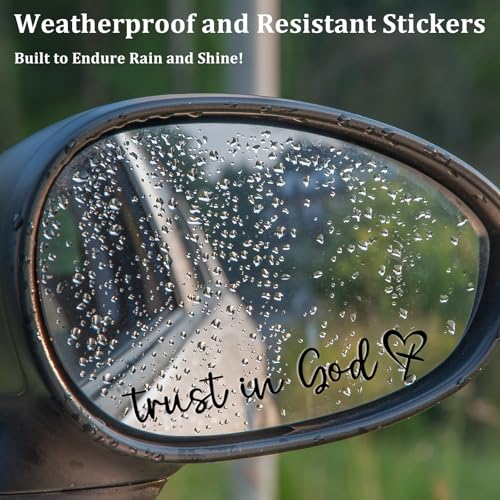 3Pcs Trust In God Mirror Stickers, Jesus Christian Decals for Car (Black) - color: Black Trust in God