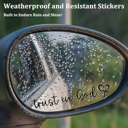 3Pcs Trust In God Mirror Stickers, Jesus Christian Decals for Car (Black) - color: Black Trust in God