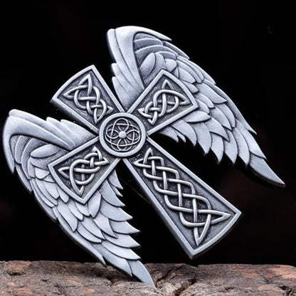 Guardian Angel Visor Clip - Guardian Angel Visor Clips for Cars,Stainless Steel Wings Cross Sunshade Clip Driver Gift - style: Celtic Wings - Silver