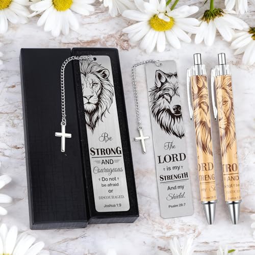 Christian Bookmark with Pen Gifts - Inspirational Religious Gift for Book Lovers, Bible Verse Christmas Birthday Appreciation Retirement Encouraging Graduation Present for Men Women Friends