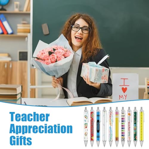 30 Pcs Teacher Pens Bulk Teacher Appreciation Gifts Ballpoint Pen Best Pens for Teachers Retractable Black Ink Writing Pen for Women School Coworker Staff Office Supplies - style: Teacher