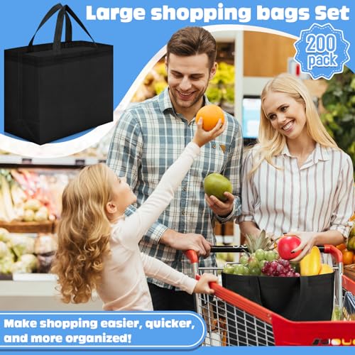 Windyun Reusable Grocery Bags Non Woven with Handles - color: Black